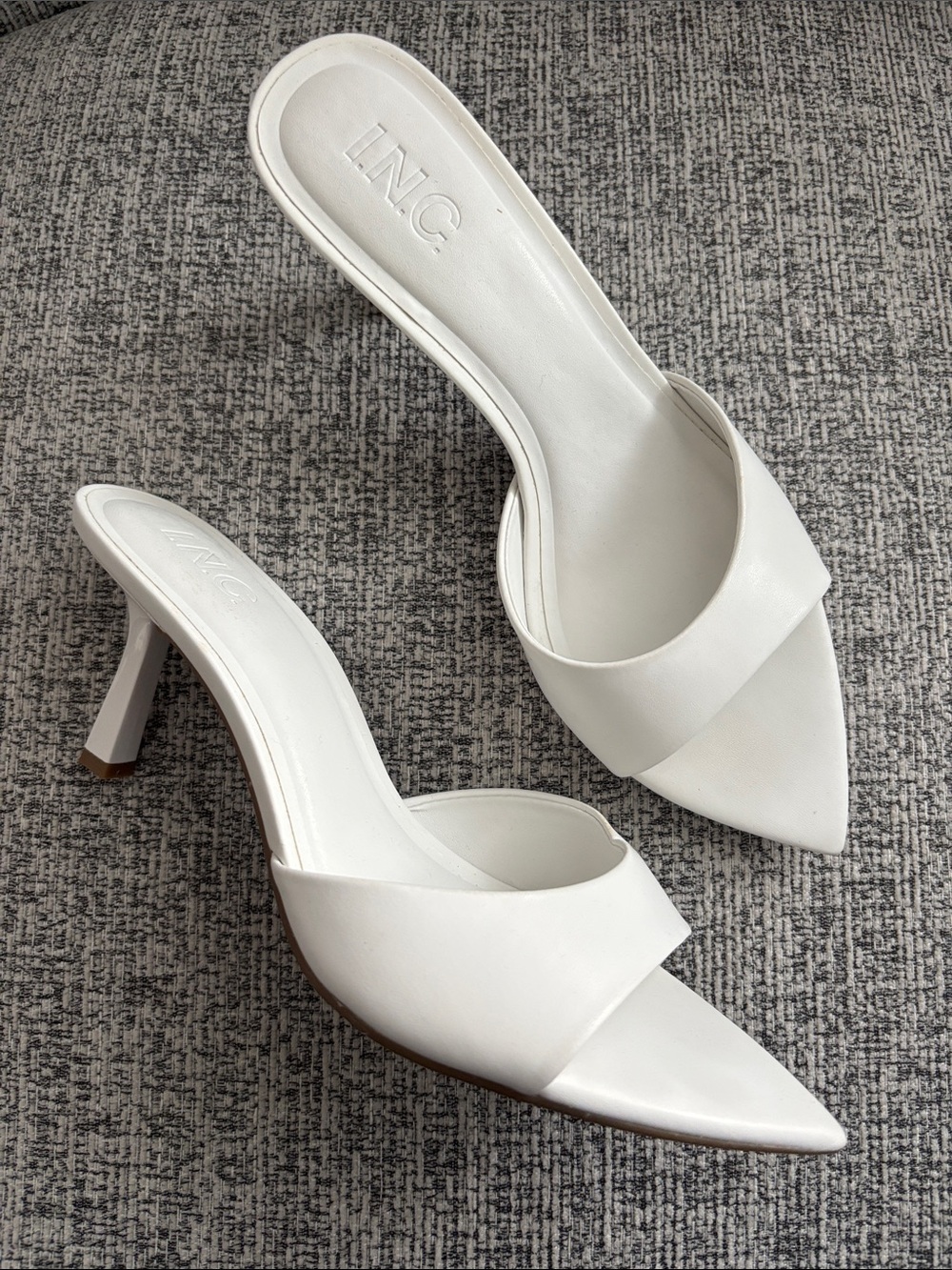 INC International Concepts White Pointed-Toe Slip-On Heels